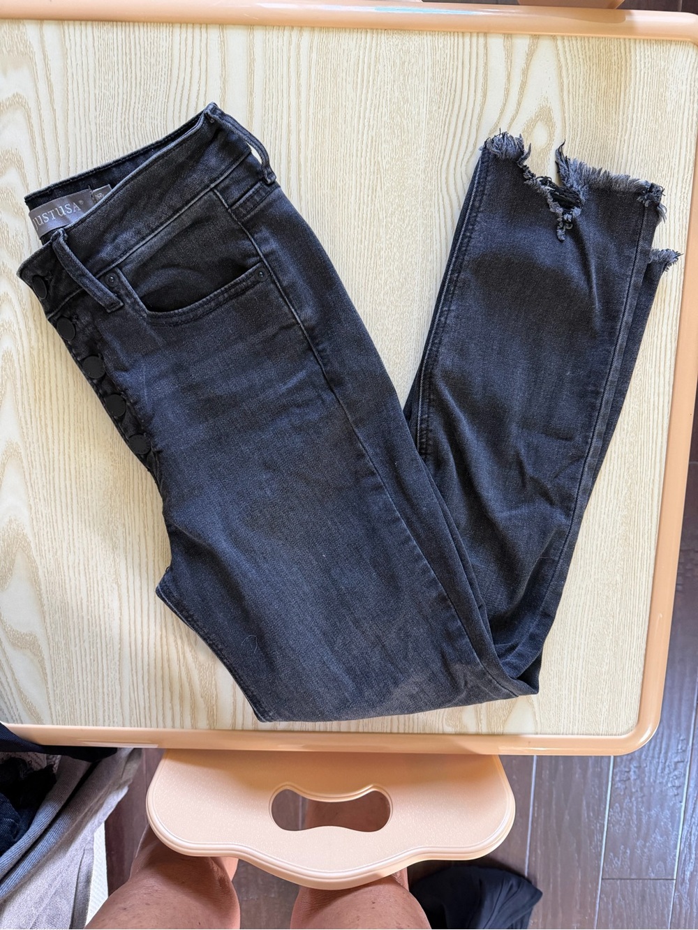 Just USA Black Distressed Ankle Skinny Jeans